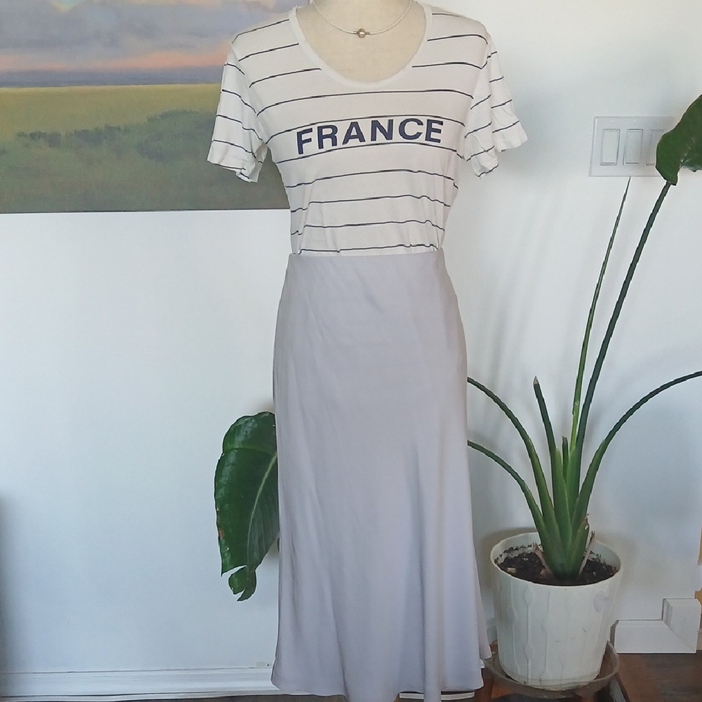 Theory Women's 100% Silk Pale Gray Midi Skirt